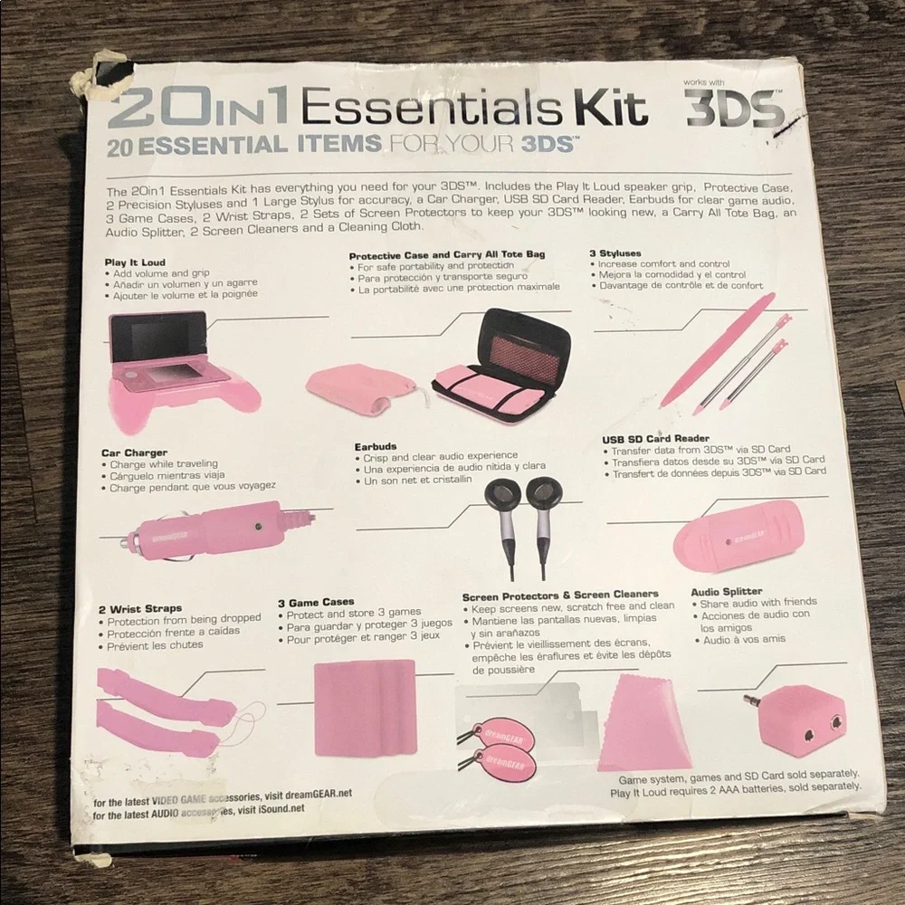 20-in-1 Essentials Kit for 3DS - Pink Protective Case & Accessories